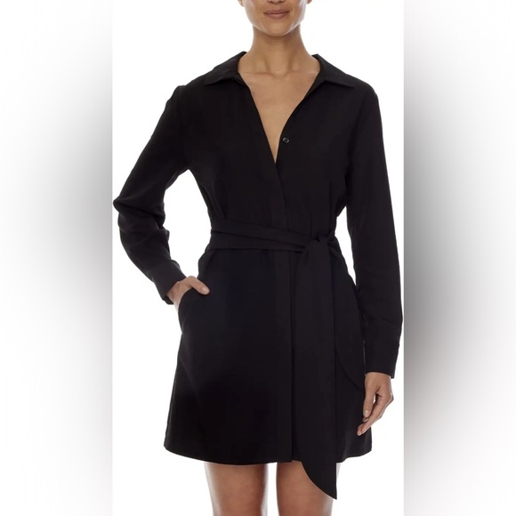 LBLC The Label Amara tie NWT
front collared button down dress black  Size Medium - Picture 3 of 6